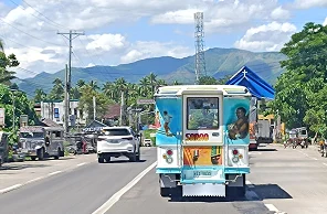 Electric jeepney on the highway